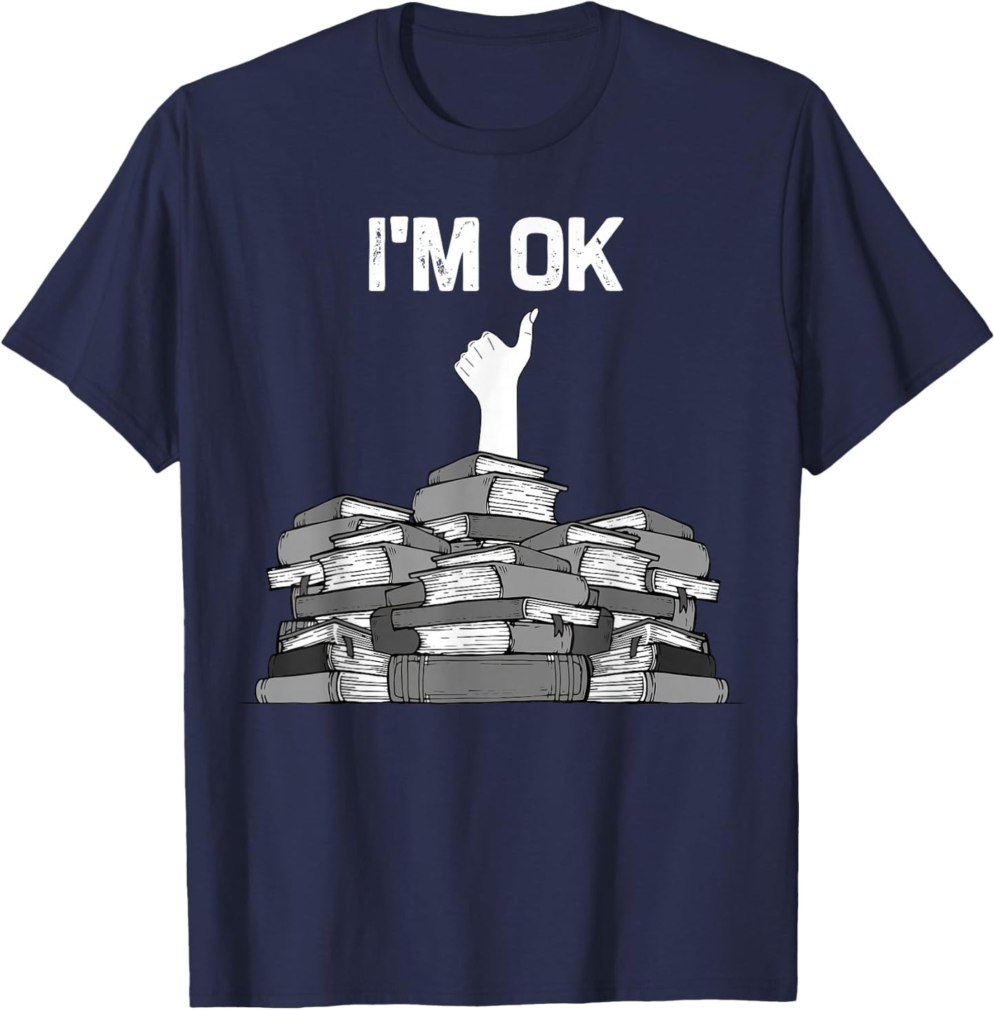 Funny Books Design Women Kids Avid Reader Bookworm T-Shirt - T-Shirt | Navy