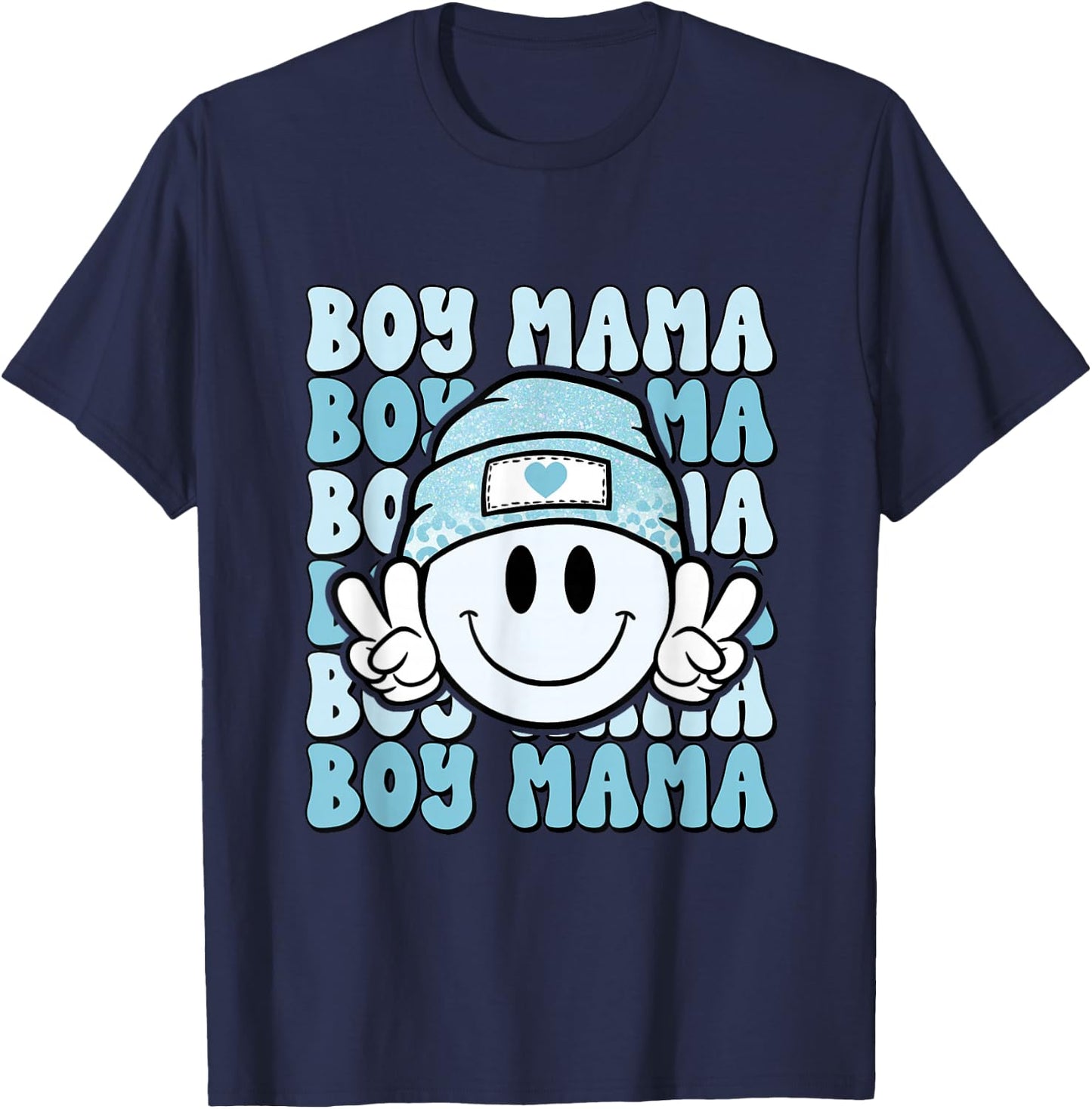 Boy Mama, Retro Gift Mother of Boys, Mom of Sons T-Shirt - T-Shirt | Navy
