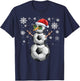 Snowman Soccer Ball Christmas Santa Boys Kids T-Shirt - T-Shirt | Navy