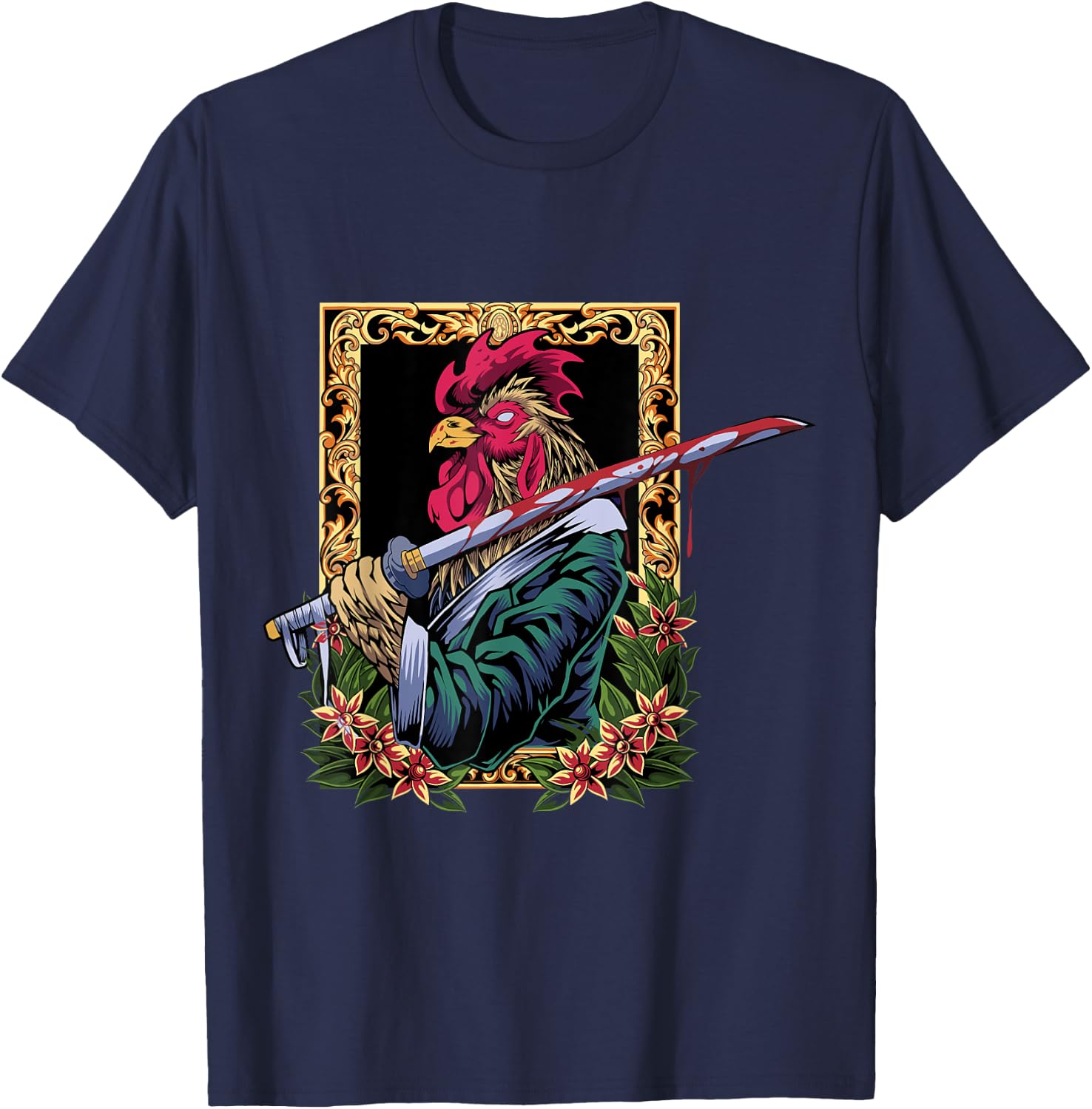 Rooster Fighter Chicken T-Shirt - T-Shirt | Navy