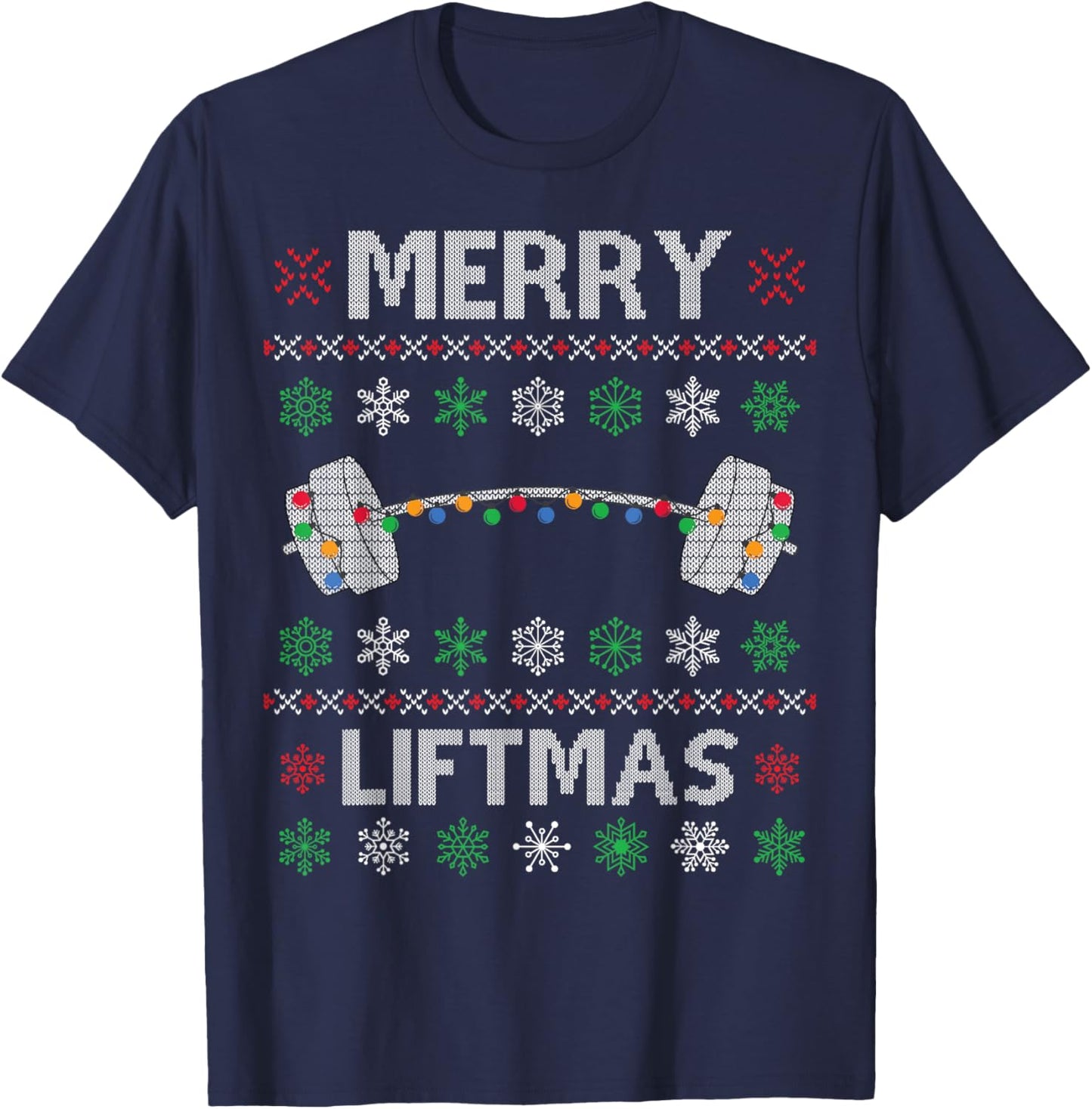 Merry Liftmas Funny Christmas Ugly Gym Workout Fitness T-Shirt - T-Shirt | Navy