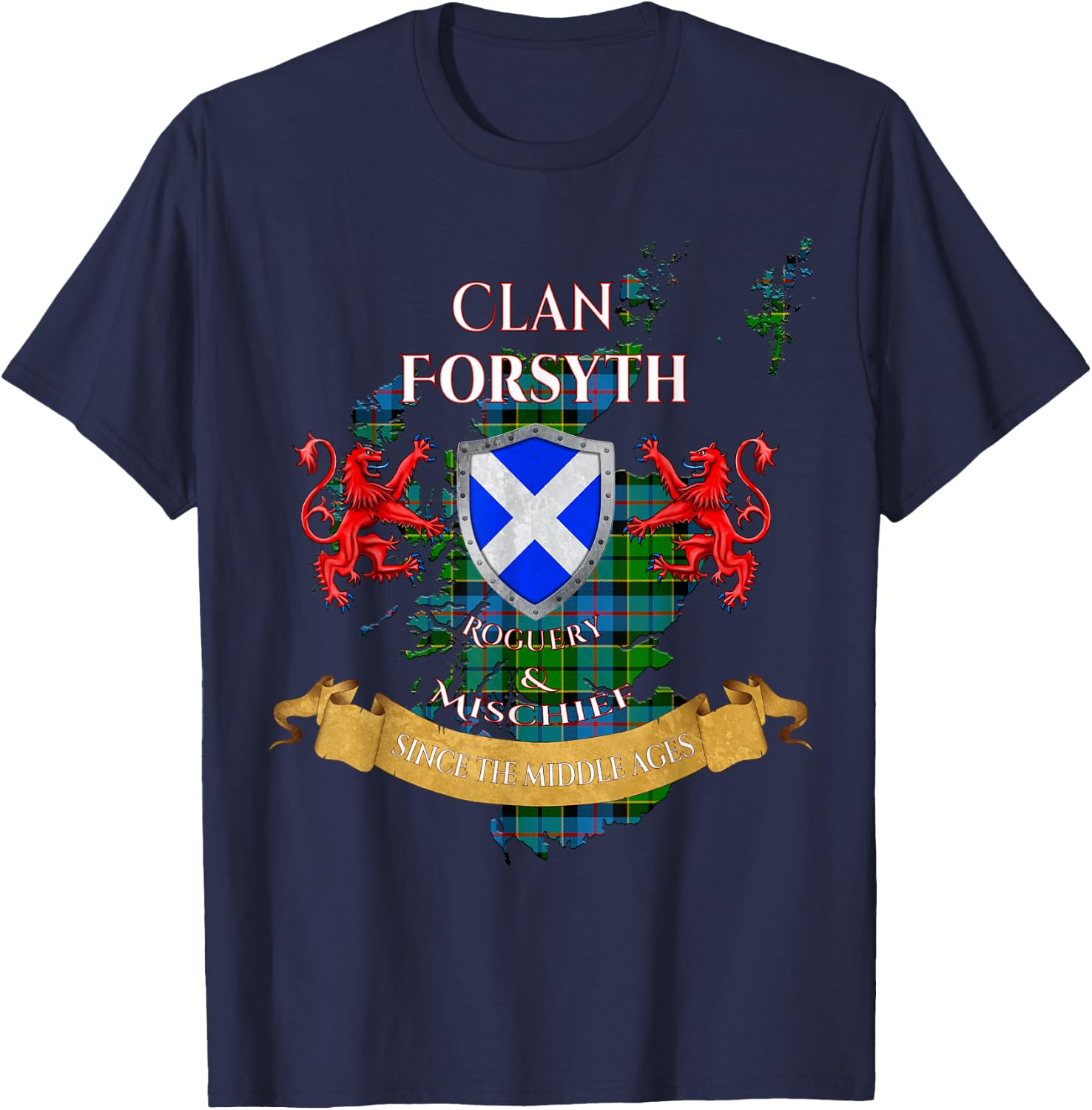 Forsyth Scottish Family Clan Middle Ages Mischief T-Shirt - T-Shirt | Navy
