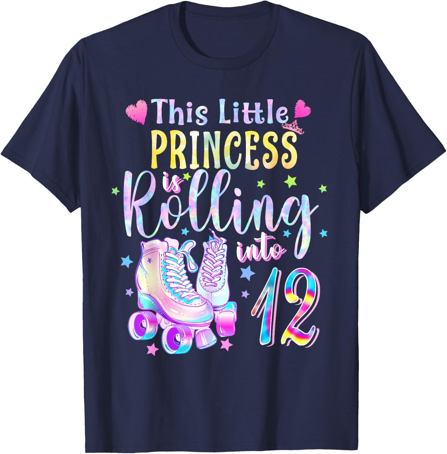 This Little Princess Rolling Into 12 12th Birthday Skate T-Shirt - T-Shirt | Navy