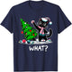 Black Cats Lovers Funny Black Cat Christmas Tree Lights What Men Women Kids T-Shirt - T-Shirt | Navy