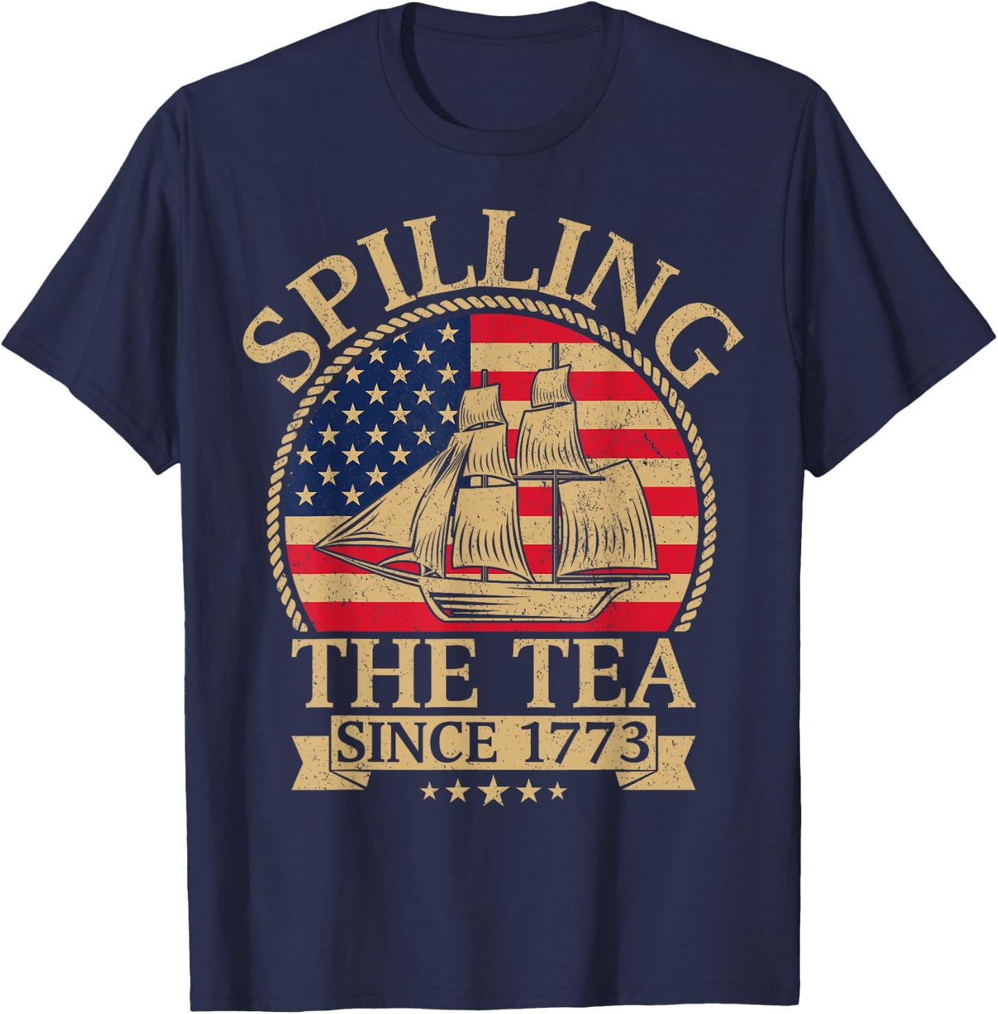 Spilling The Tea Since 1773 Vintage Us History Teacher Women Kids T-Shirt - T-Shirt | Navy