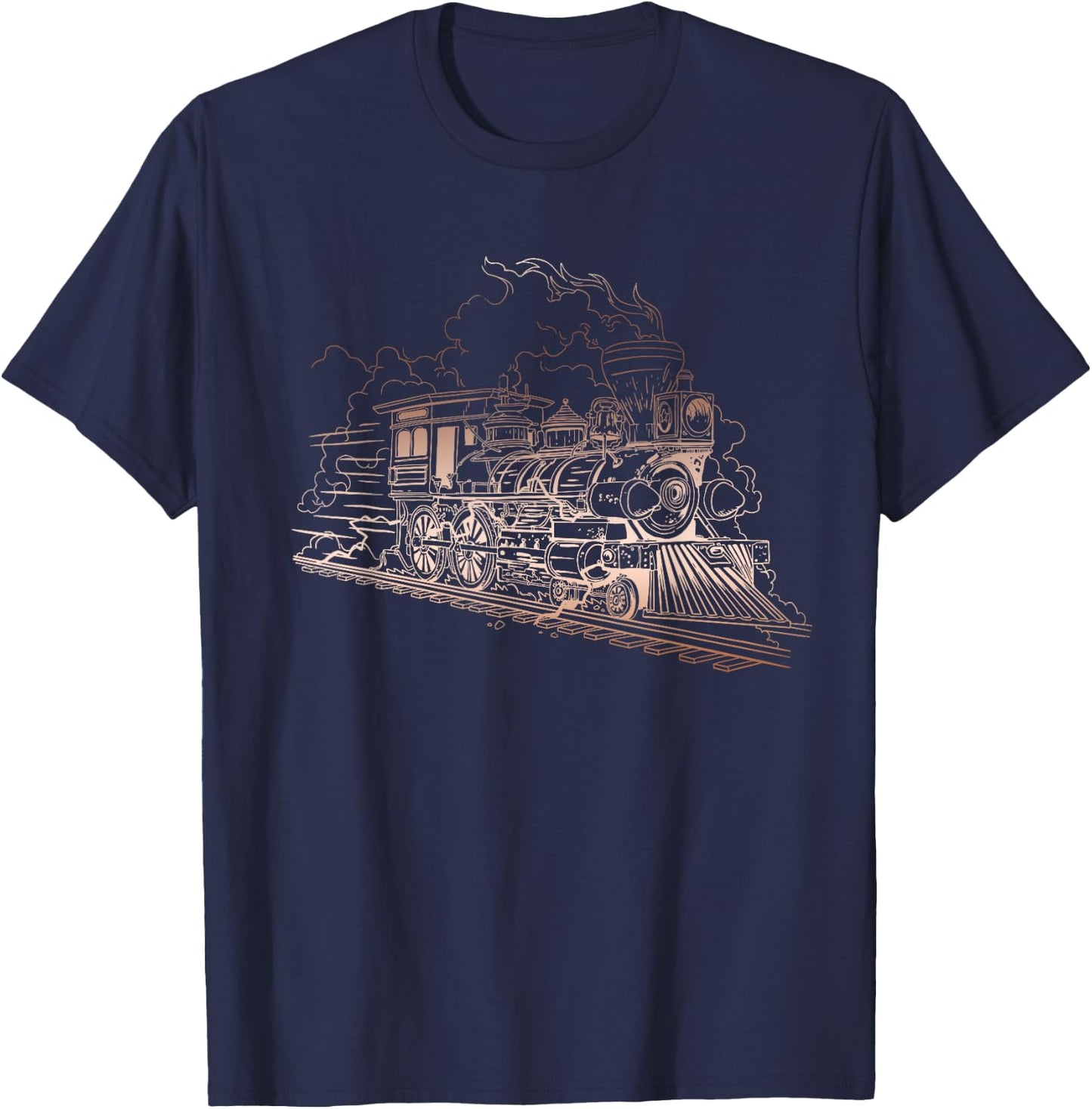 Railroad Steam Train Engineer Engine Conductor Locomotive T-Shirt - T-Shirt | Navy