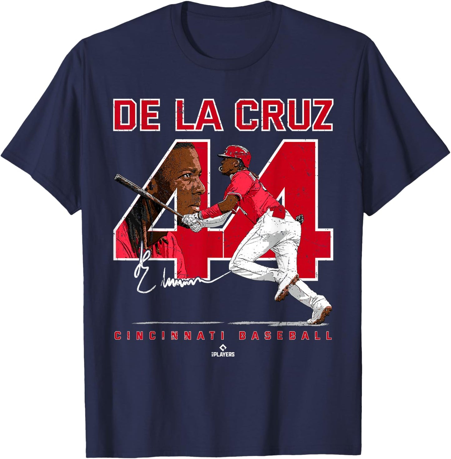 Number & Portrait Elly De La Cruz Cincinnati MLBPA T-Shirt - T-Shirt | Navy