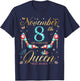 On November 8th A Queen Was Born on November 8 Birthday T-Shirt - T-Shirt | Navy