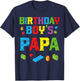 Master Builder Birthday Boy's Papa Building Bricks Blocks T-Shirt - T-Shirt | Navy