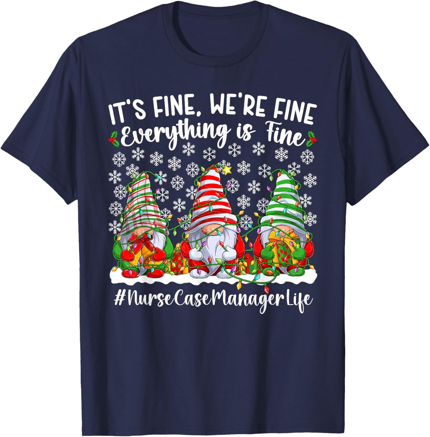Funny Nurse Case Manager Christmas Case Management Xmas T-Shirt - T-Shirt | Navy