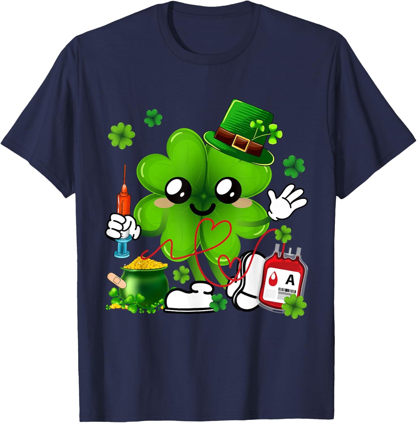 St. Patrick's Day Clovers Phlebotomist Shamrocks Family T-Shirt - T-Shirt | Navy