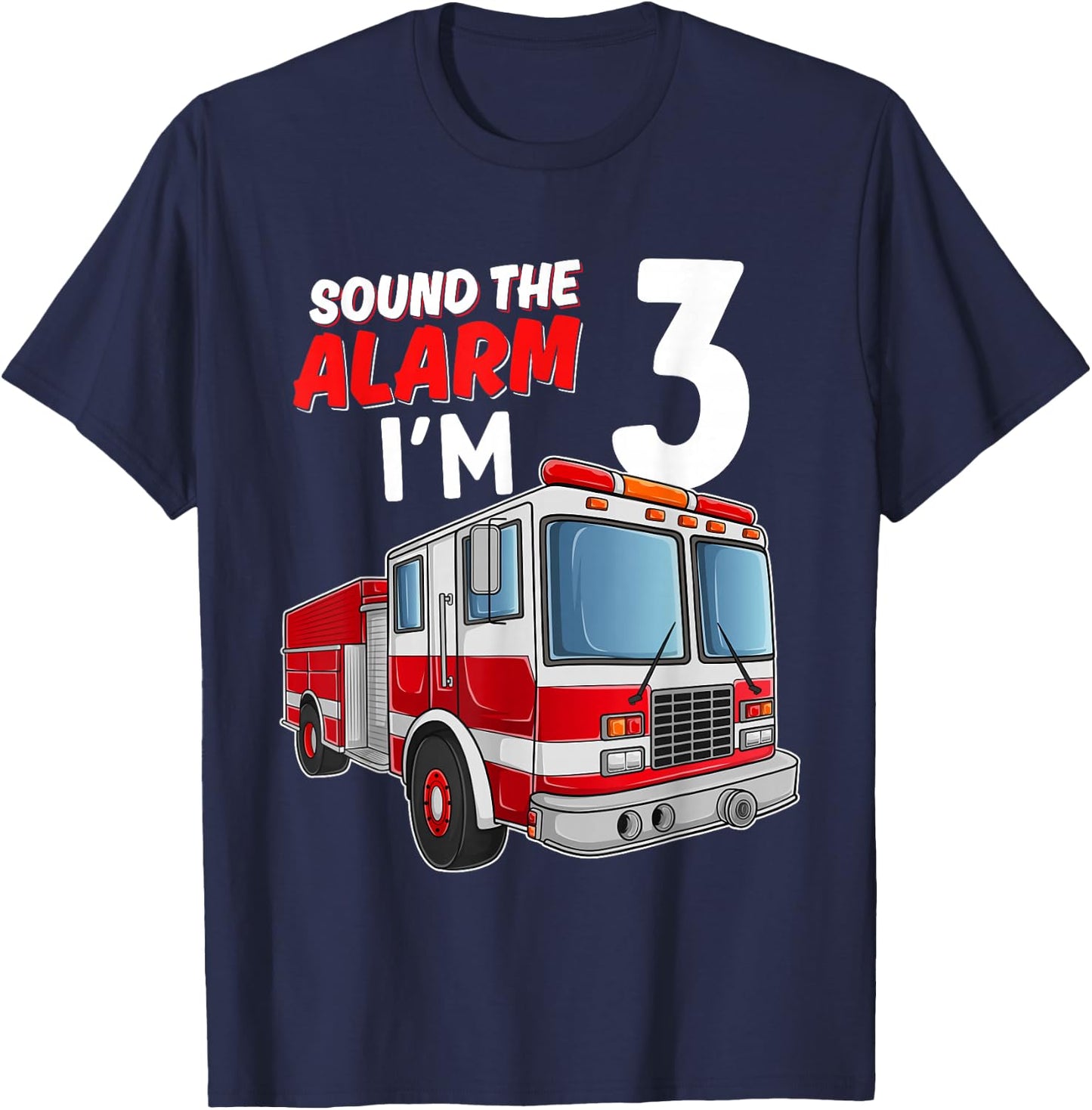 Kids Fire Truck 3rd Birthday 3 Years Old Boys Girls Kids T-Shirt - T-Shirt | Navy