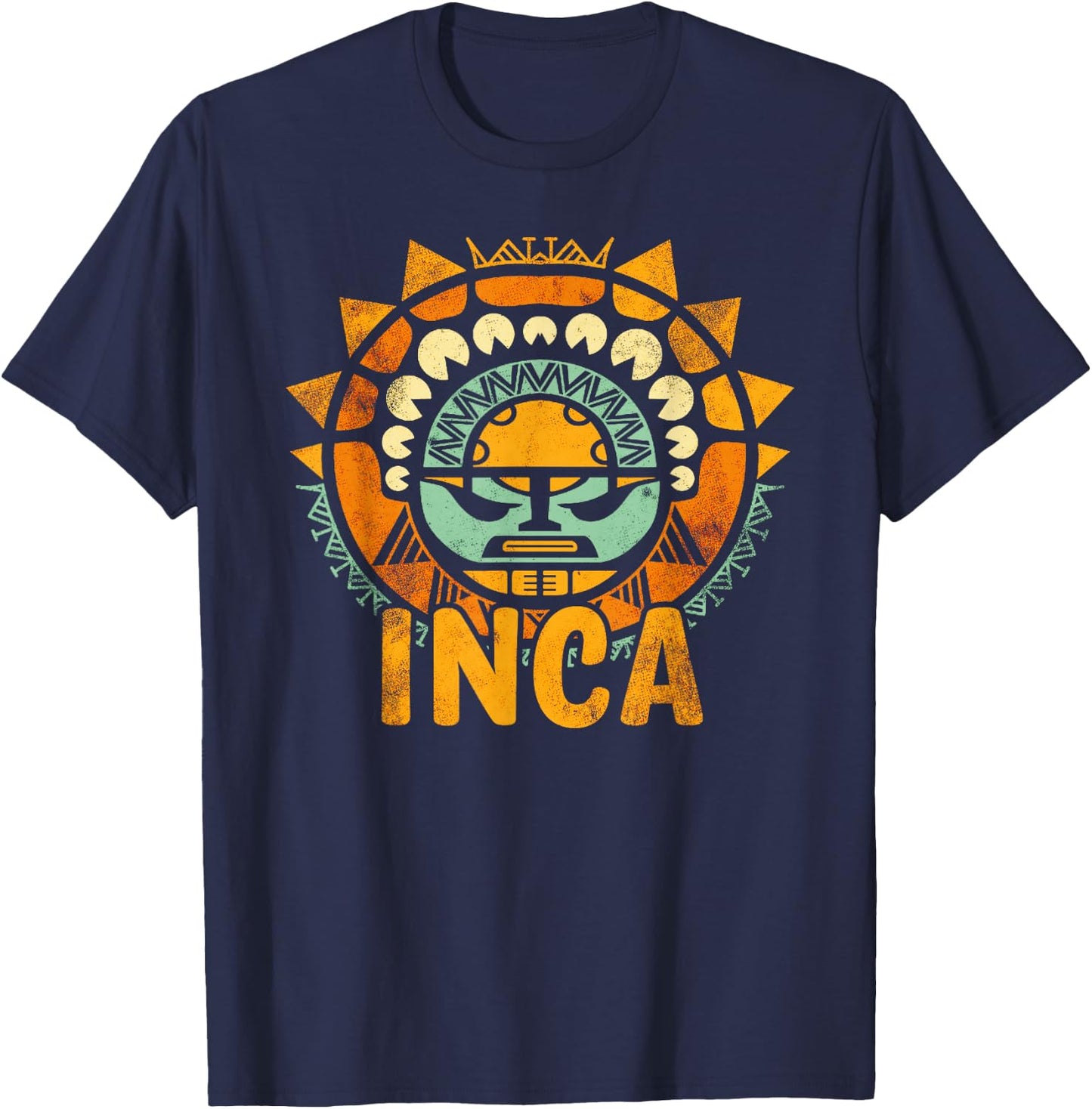Inca Mythology Pattern Art Peru Peruvian South America T-Shirt - T-Shirt | Navy