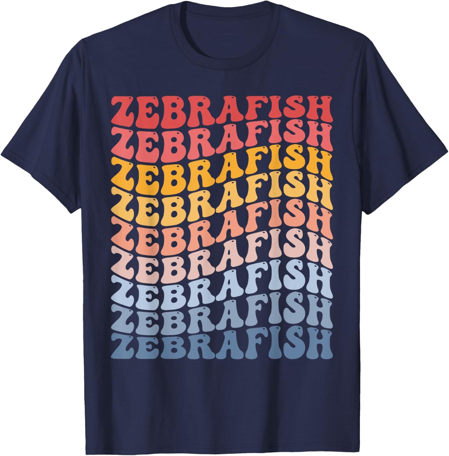 Zebrafish Groovy Retro Fish T-Shirt - T-Shirt | Navy