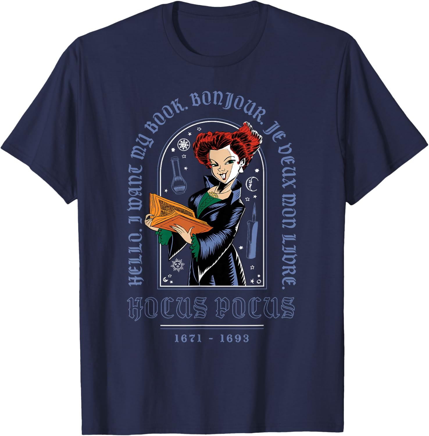 Disney Hocus Pocus Halloween Winifred Sanderson Want My Book T-Shirt - T-Shirt | Navy
