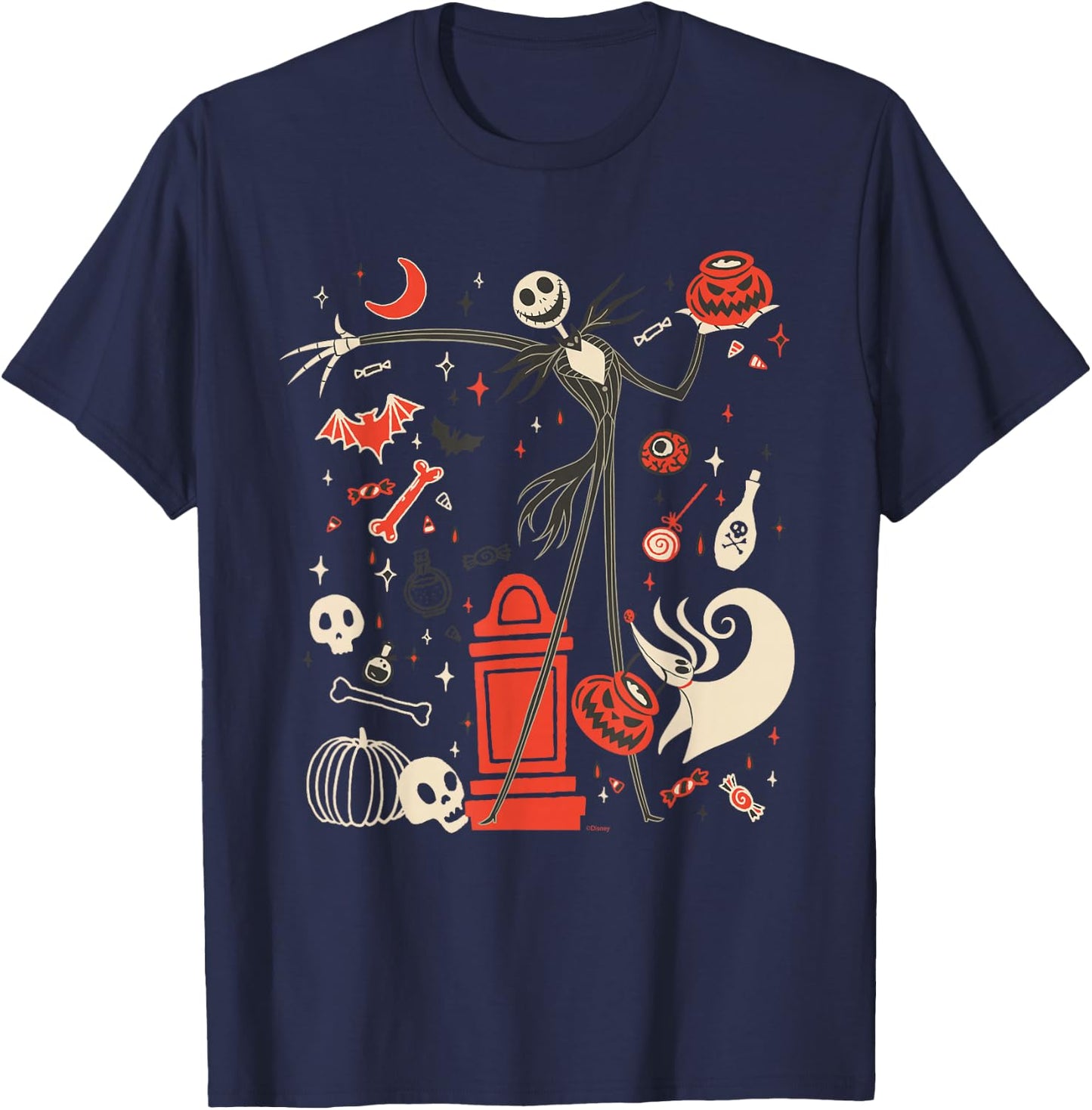 Disney The Nightmare Before Christmas Jack & Zero Halloween T-Shirt - T-Shirt | Navy