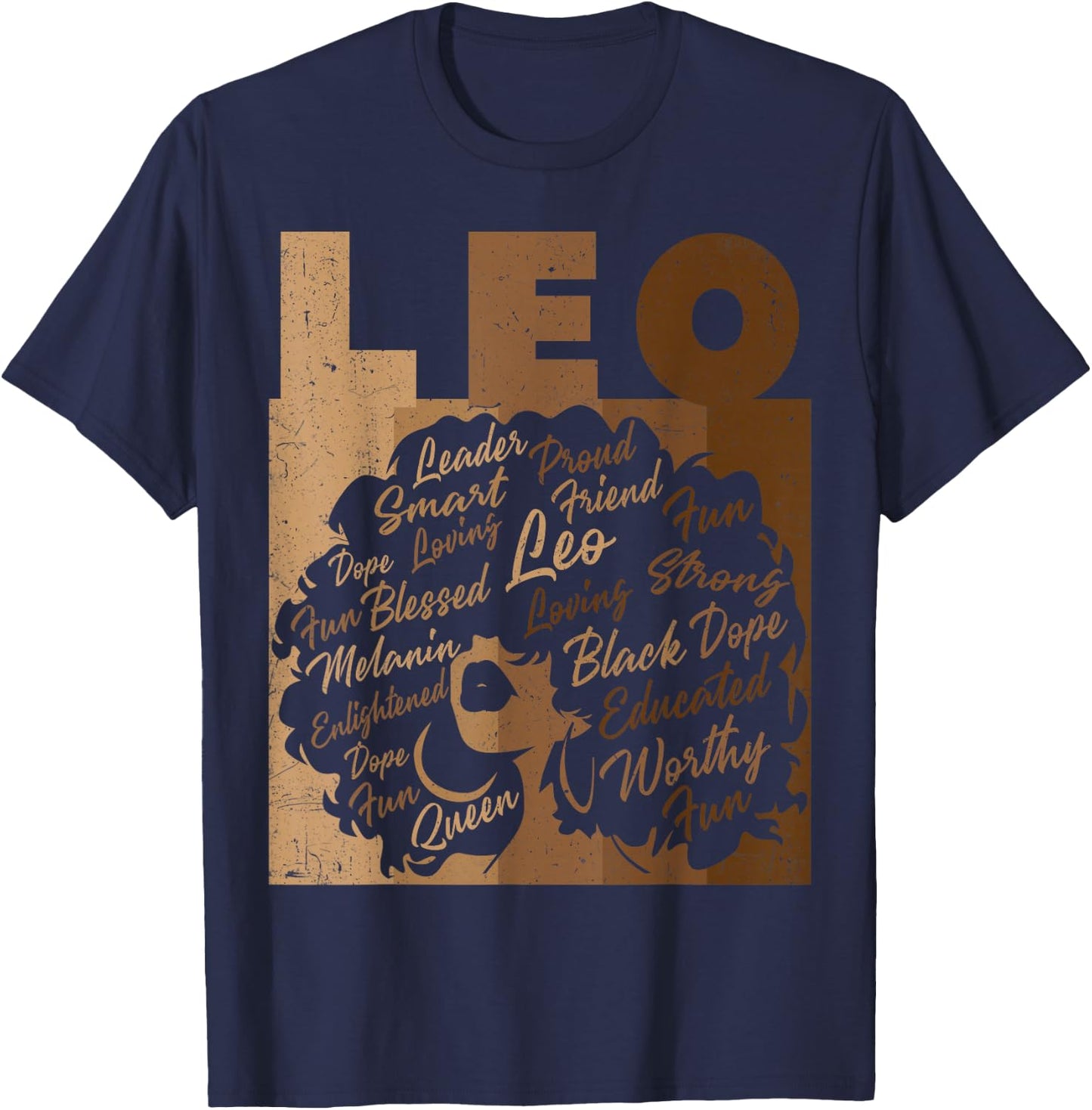 Leo Girl African American Women Melanin Birthday T-Shirt - T-Shirt | Navy