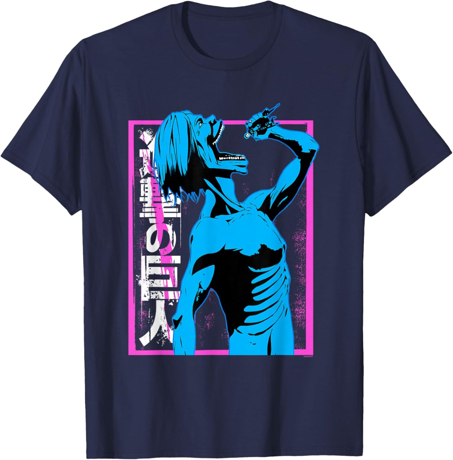 Attack on Titan Colorful Titan Eating Anime T-Shirt - T-Shirt | Navy