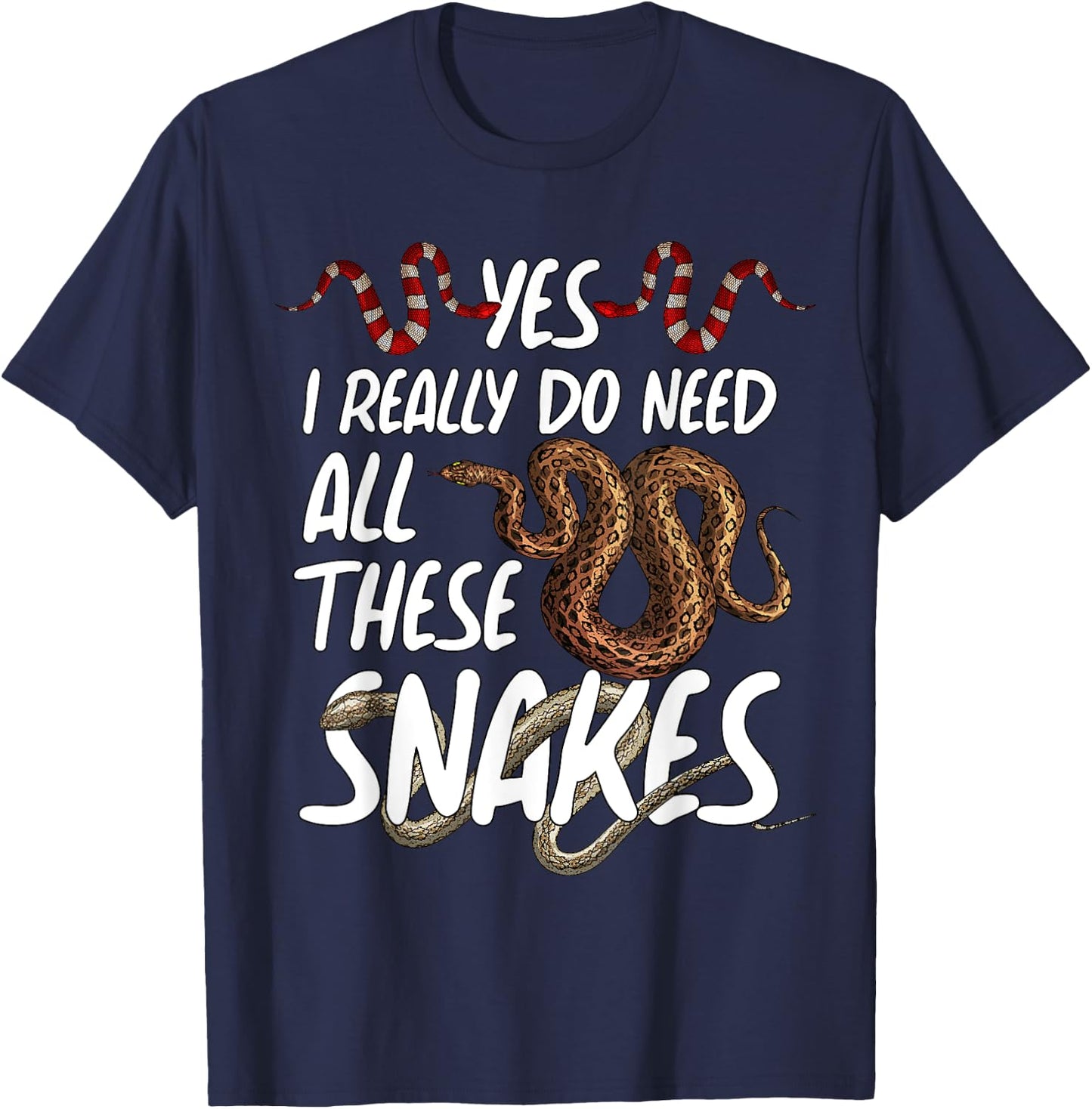 Funny Snake Designs Women Herpetology Reptile Lovers T-Shirt - T-Shirt | Navy