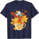 Hello Autumn Thanksgiving Dalmatian Inside Cup Fall Leaves T-Shirt - T-Shirt | Navy
