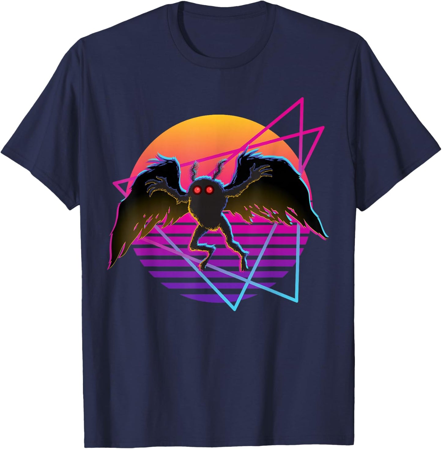 80s Mothman Retro 70s Monster Creepy Folklore Cryptid T-Shirt - T-Shirt | Navy