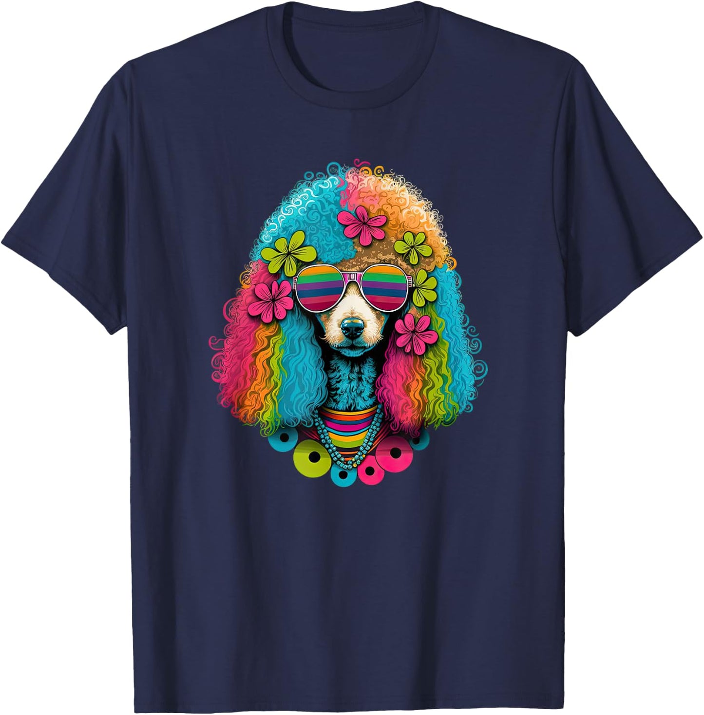 Funny Poodle Dog Miniature Poodle Toy Poodle Hippie Women Girls Kids T-Shirt - T-Shirt | Navy