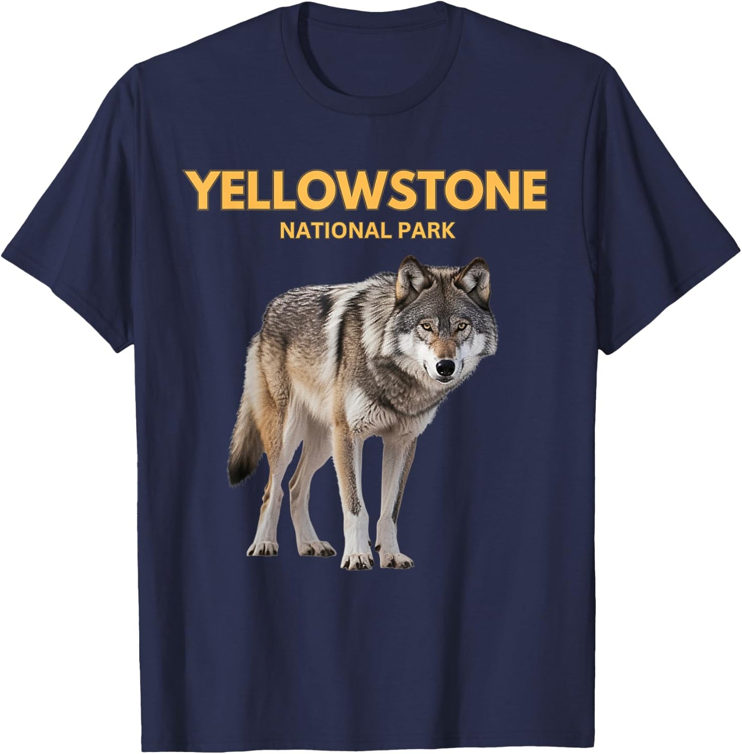Yellowstone National Park Beautiful Wolf T-Shirt - T-Shirt | Navy