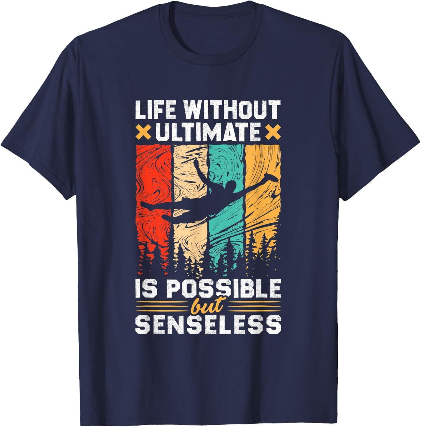 Retro Ultimate Frisbee Player Men Women Vintage Flying Disc T-Shirt - T-Shirt | Navy