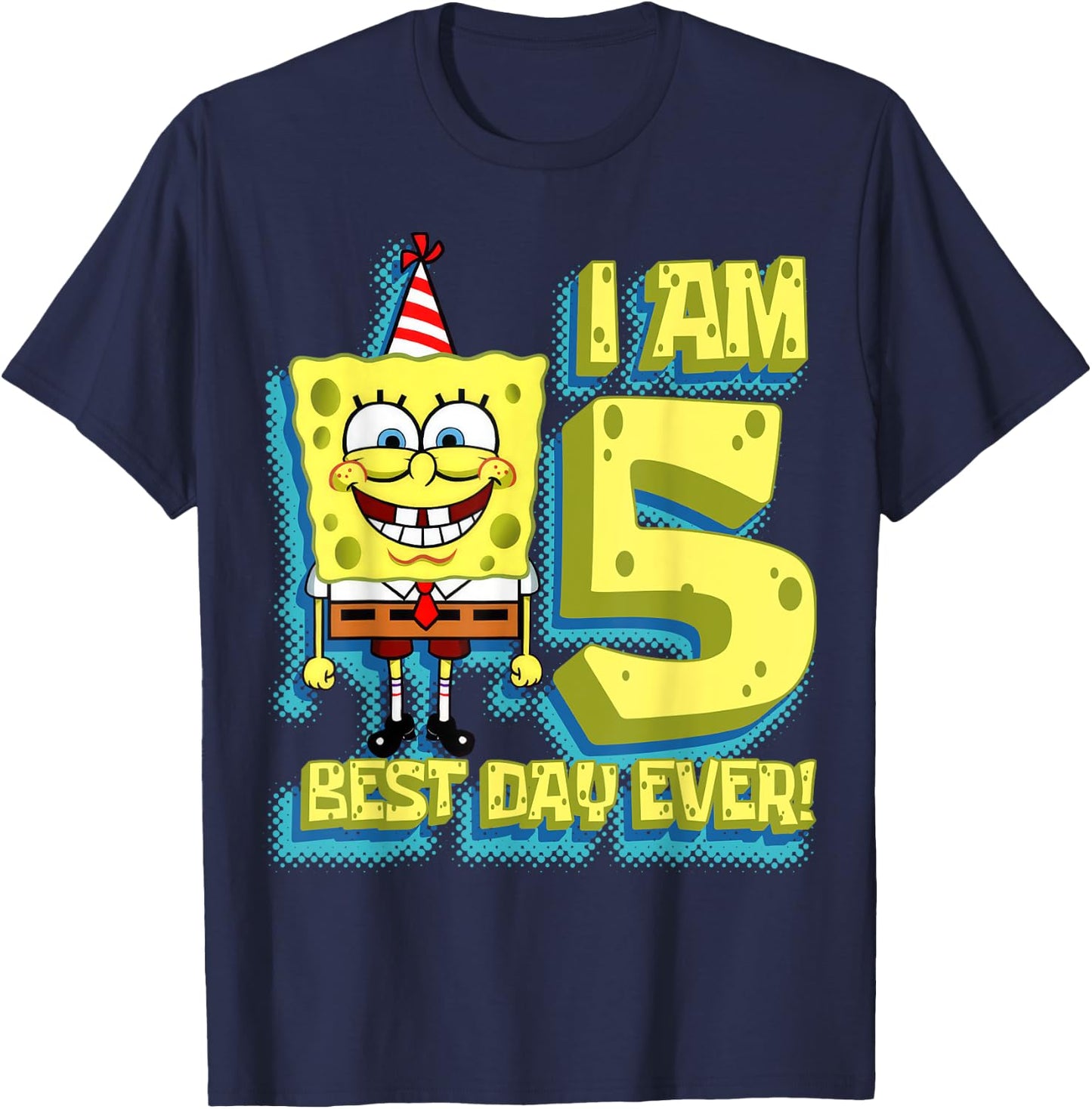 Mademark x SpongeBob SquarePants - SpongeBob SquarePants Birthday I am 5 Best Day Ever T-Shirt - T-Shirt | Navy