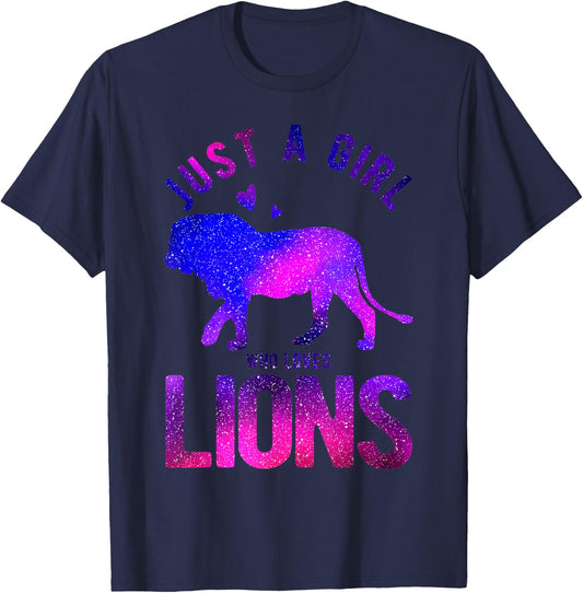 Just A Girl Who Loves Lion Lover Funny Lion Girl T-Shirt - T-Shirt | Navy