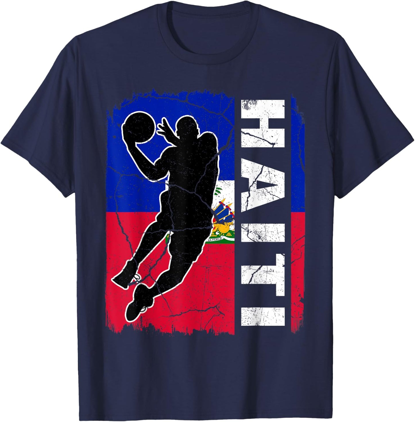 Haitian Basketball Player Haiti Flag Basketball Fans T-Shirt - T-Shirt | Navy