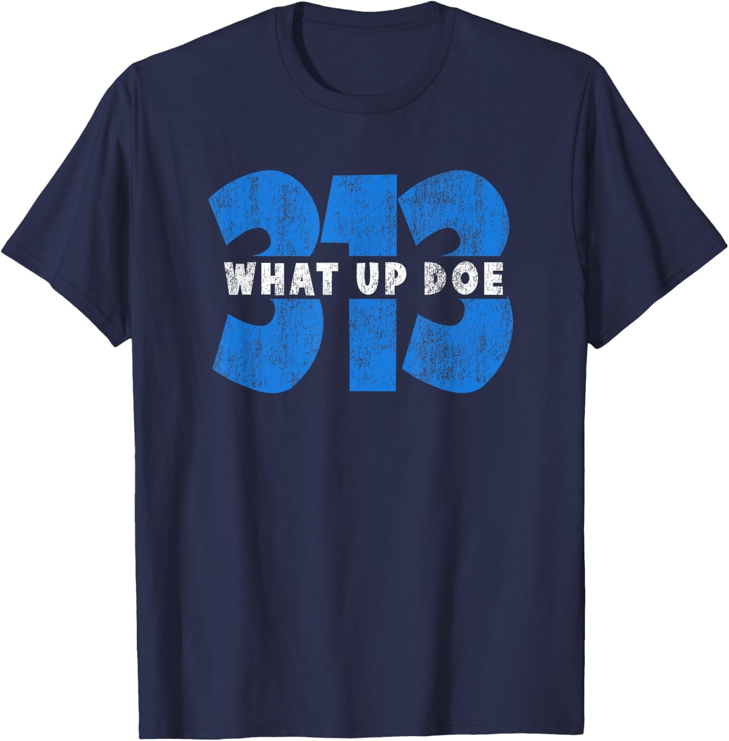 Detroit Born and Raised 313 Detroit Area Code Vintage Modern Blend Black T-Shirt - T-Shirt | Navy