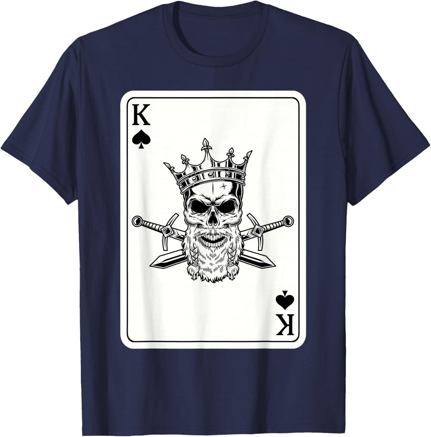 Couple Matching King And Queen of Spades 2/2 Skull Crown T-Shirt - T-Shirt | Navy
