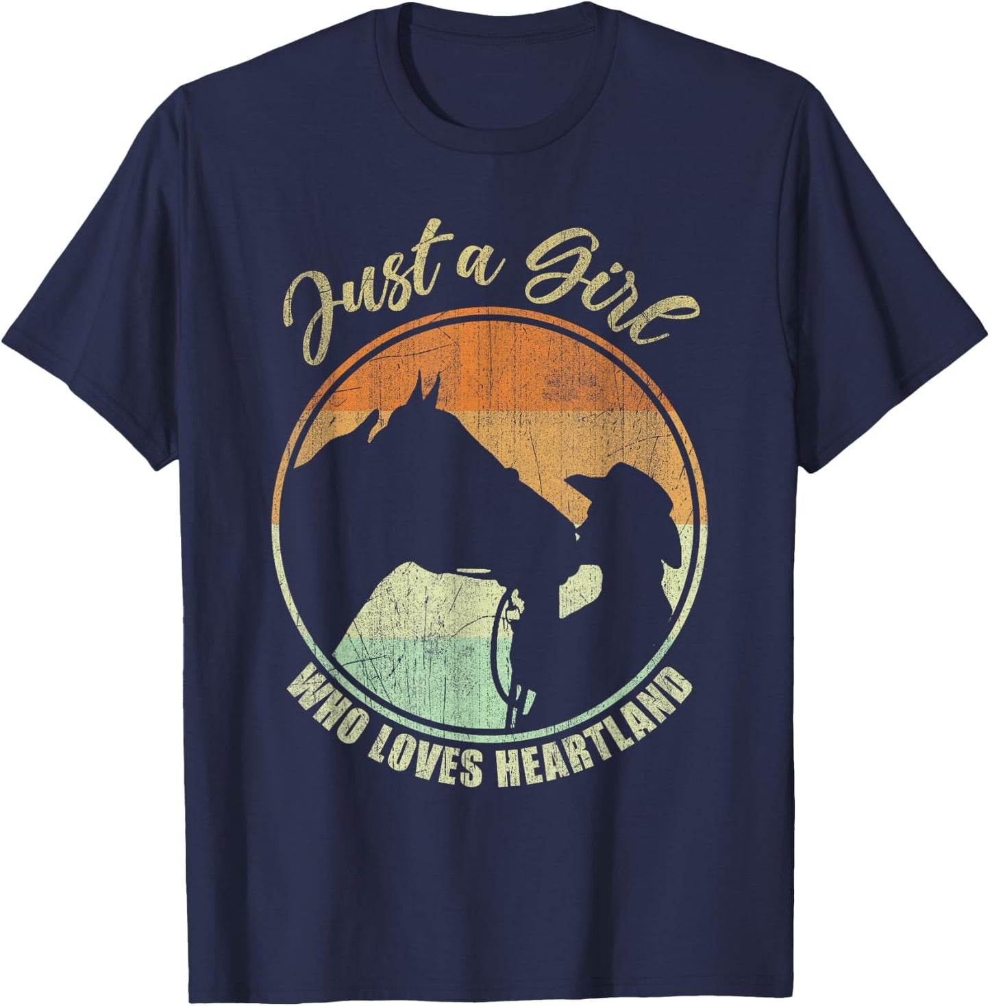 Just A Girl Who Loves Heartland Cowgirl Vintage T-Shirt - T-Shirt | Navy