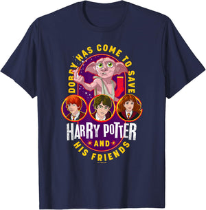 Harry Potter Deathly Hallows 2 Dobby And Wizards Poster T-Shirt - T-Shirt | Navy