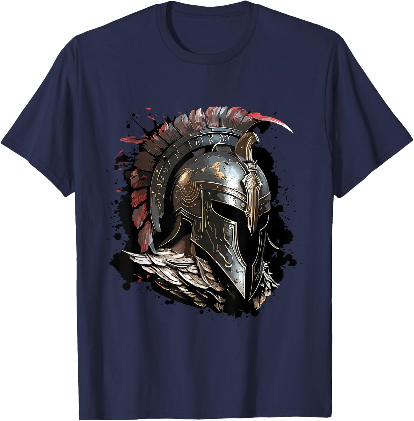 Spartan Helmet Warrior Gladiator Gym Fitness Workout T-Shirt - T-Shirt | Navy
