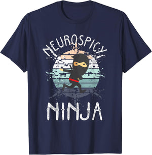 Neurospicy Ninja Autism Awareness Neurodiverse ADHD Kids ASD T-Shirt - T-Shirt | Navy