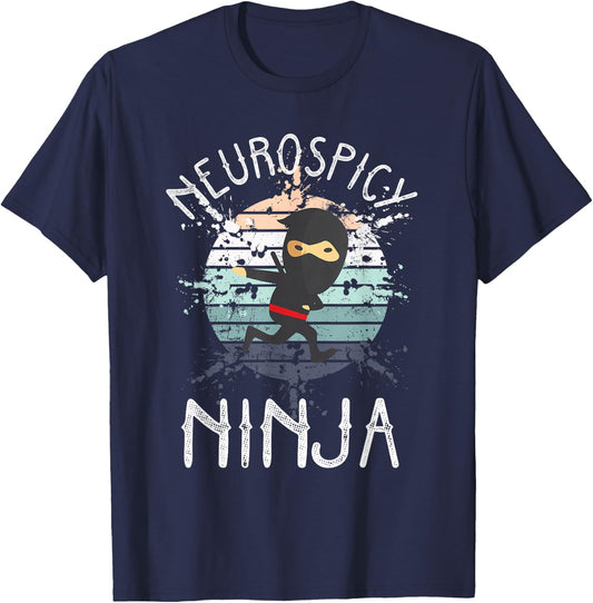 Neurospicy Ninja Autism Awareness Neurodiverse ADHD Kids ASD T-Shirt - T-Shirt | Navy