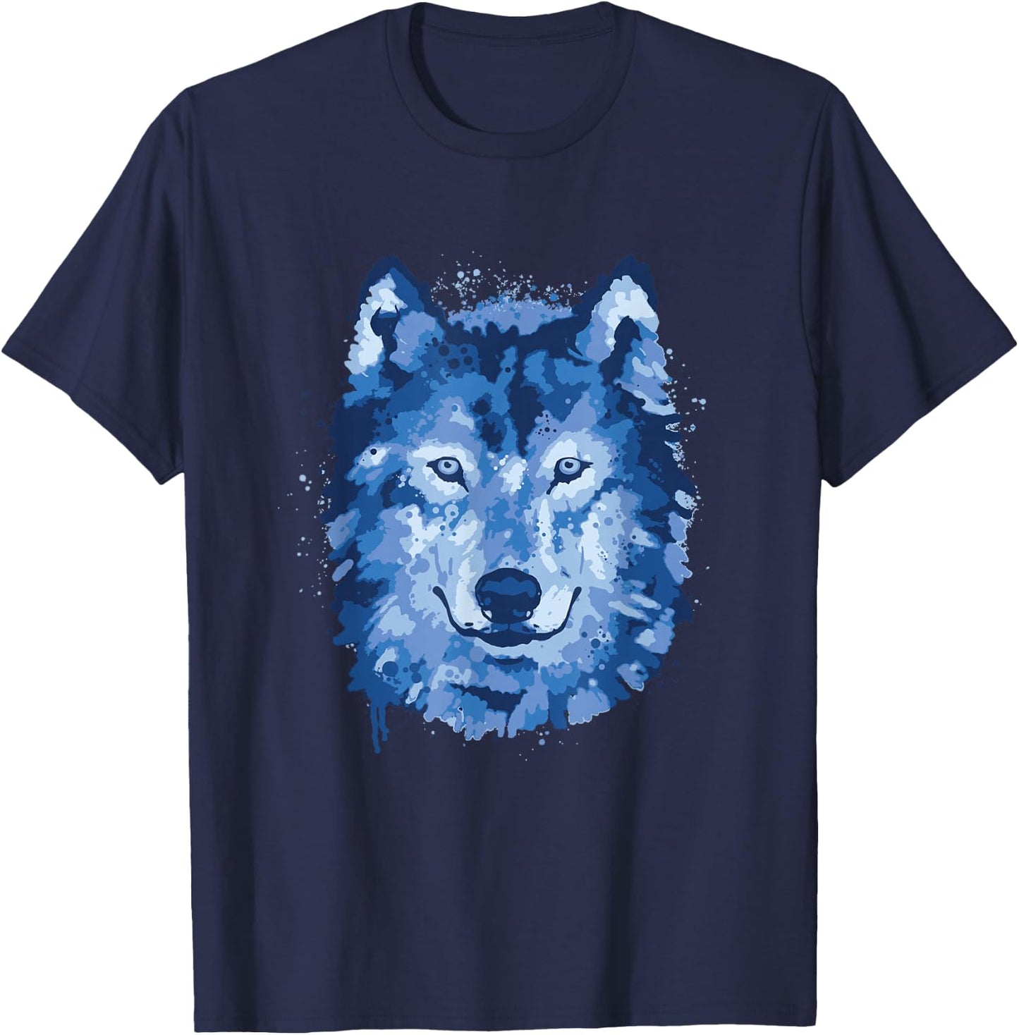 Wolf Watercolour Wolf Lover T-Shirt - T-Shirt | Navy