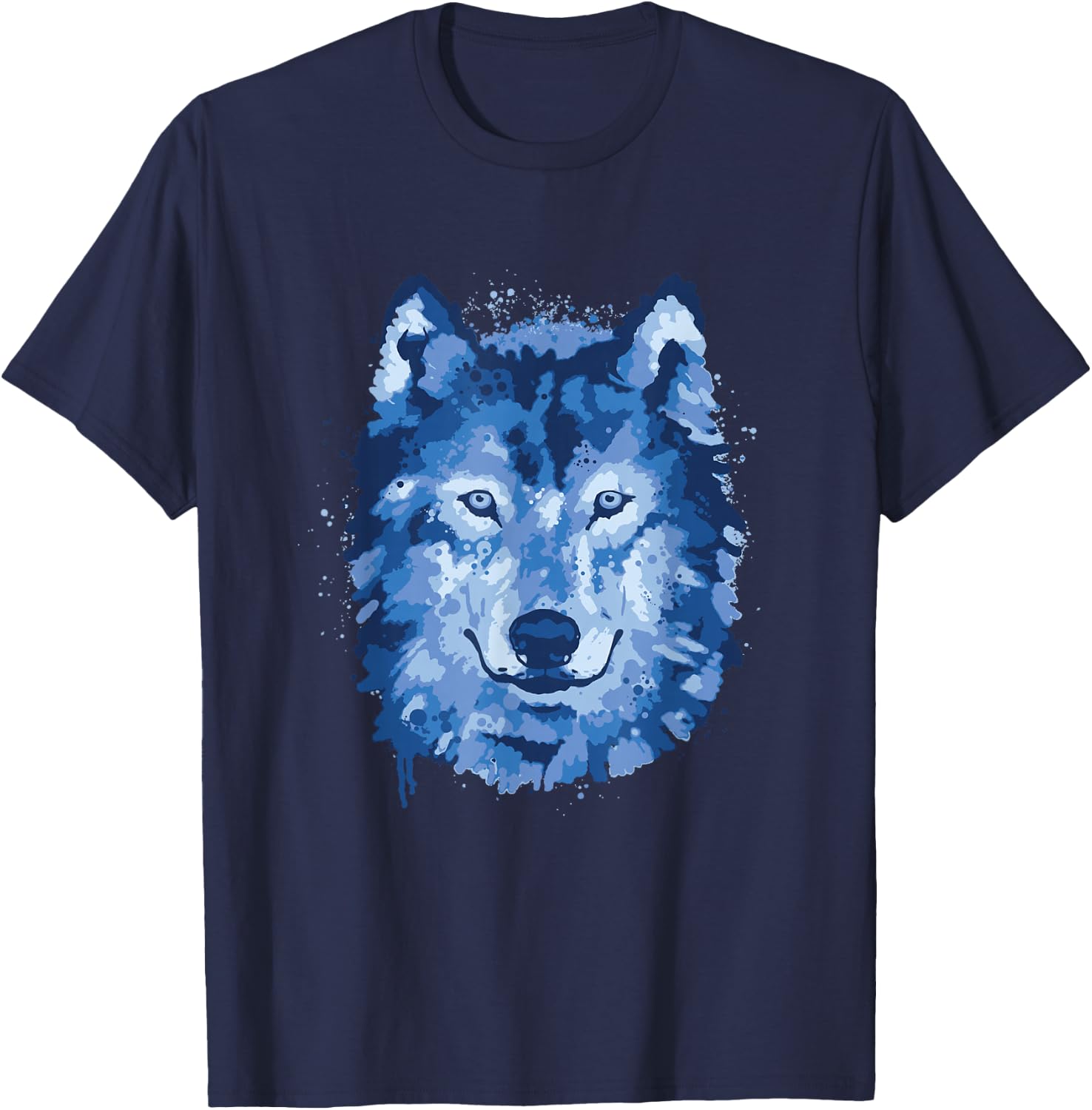 Wolf Watercolour Wolf Lover T-Shirt - T-Shirt | Navy