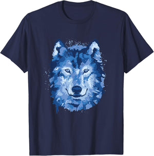 Wolf Watercolour Wolf Lover T-Shirt - T-Shirt | Navy