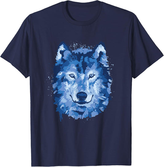 Wolf Watercolour Wolf Lover T-Shirt - T-Shirt | Navy