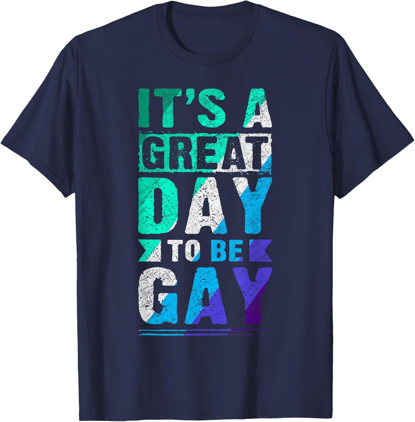 New Blue Gay Male MLM Pride Flag T-Shirt - T-Shirt | Navy