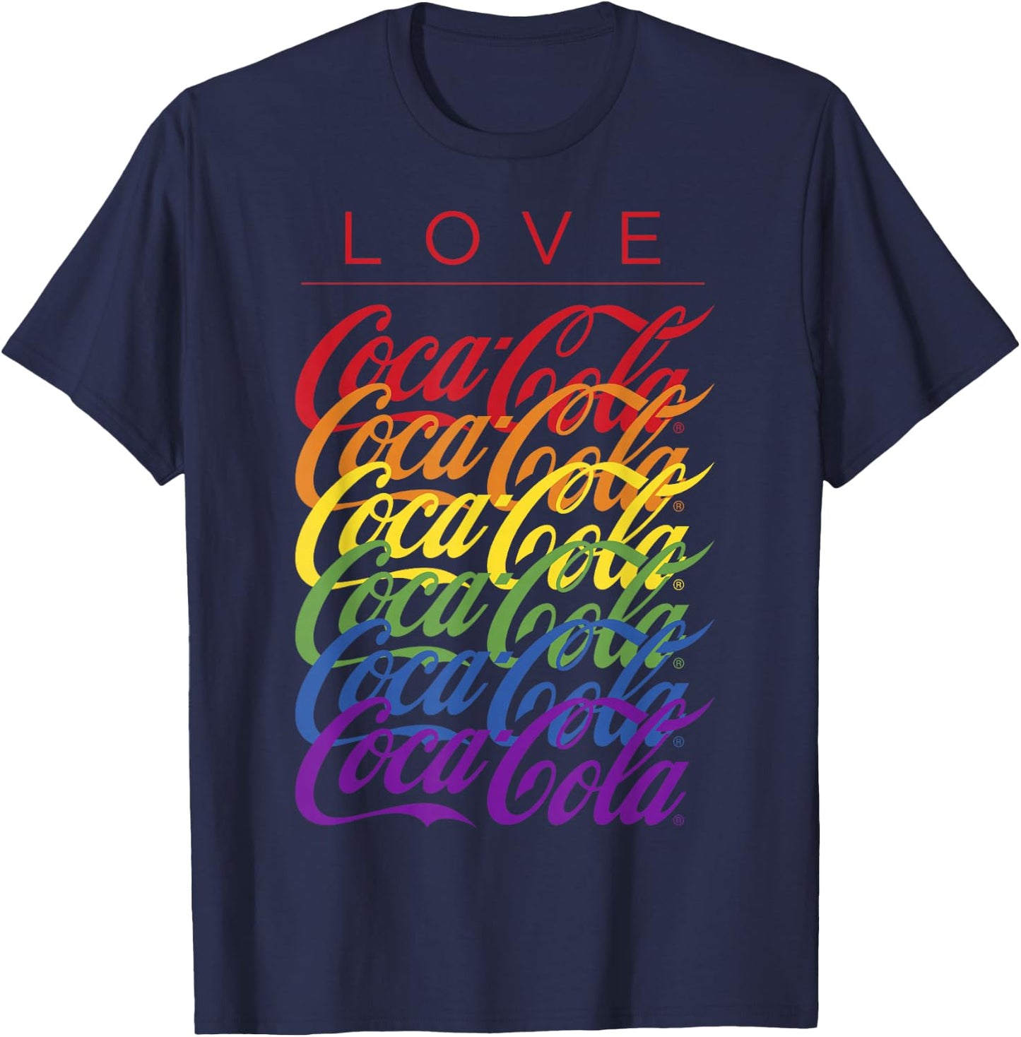 Coca-Cola Pride Love Rainbow Logo Stack T-Shirt - T-Shirt | Navy