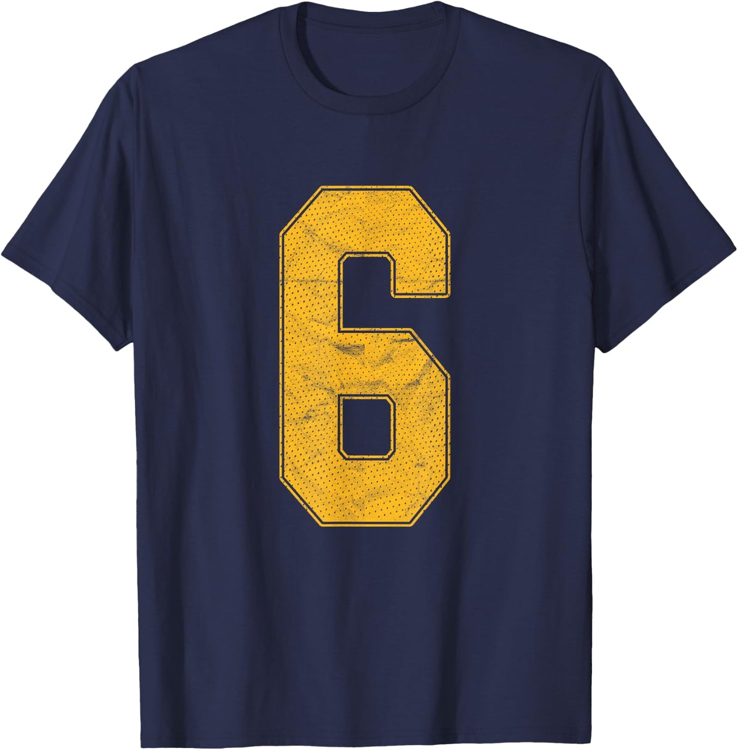 Number 6 Numbered Uniform Sports Team Jersey 6th Birthday T-Shirt - T-Shirt | Navy