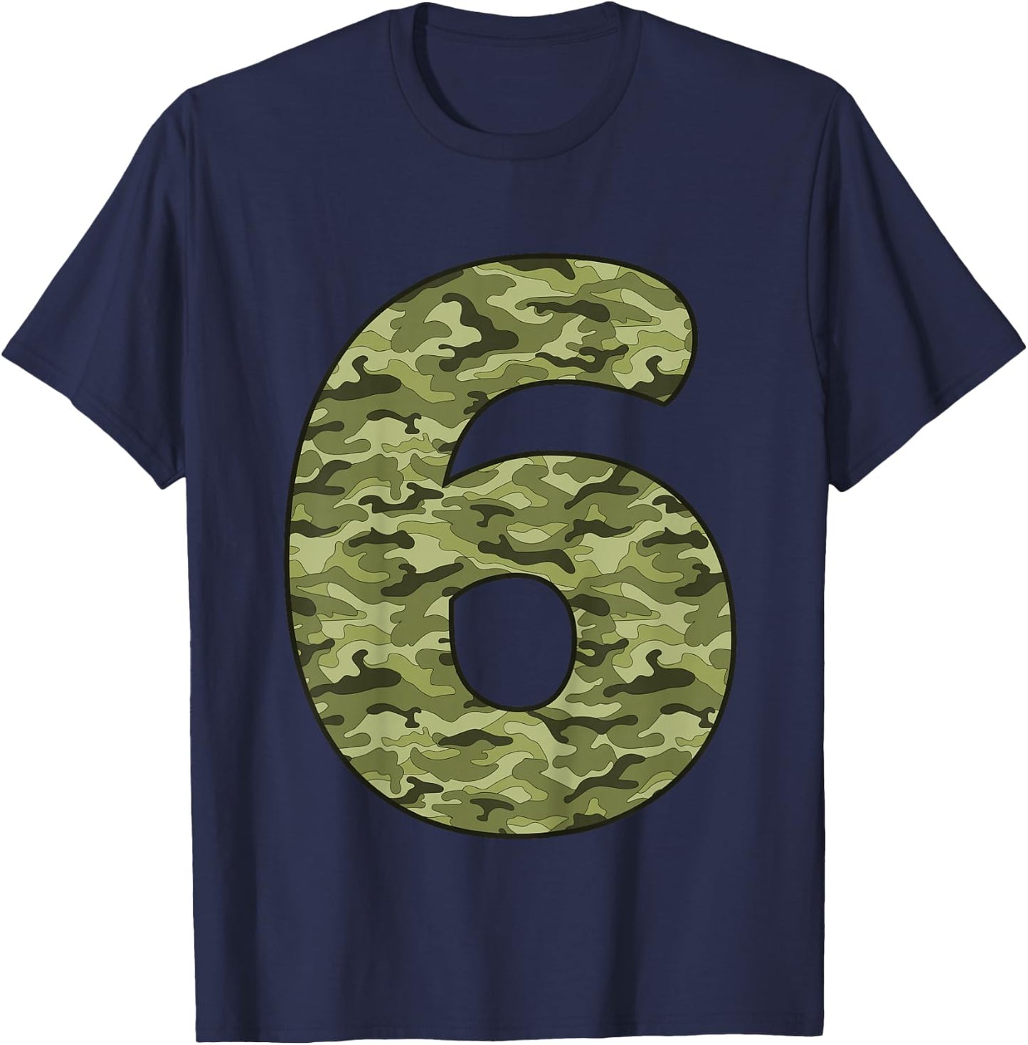 Kids 6 Year Old Birthday Camouflage Military 6th Birthday T-Shirt - T-Shirt | Navy