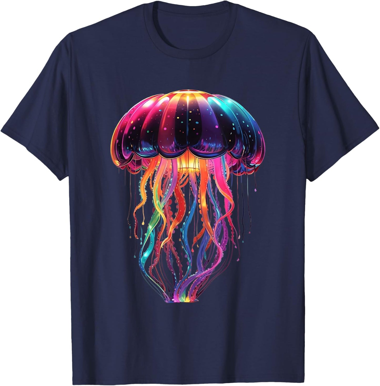 Glowing Rainbow Jellyfish T-Shirt - T-Shirt | Navy