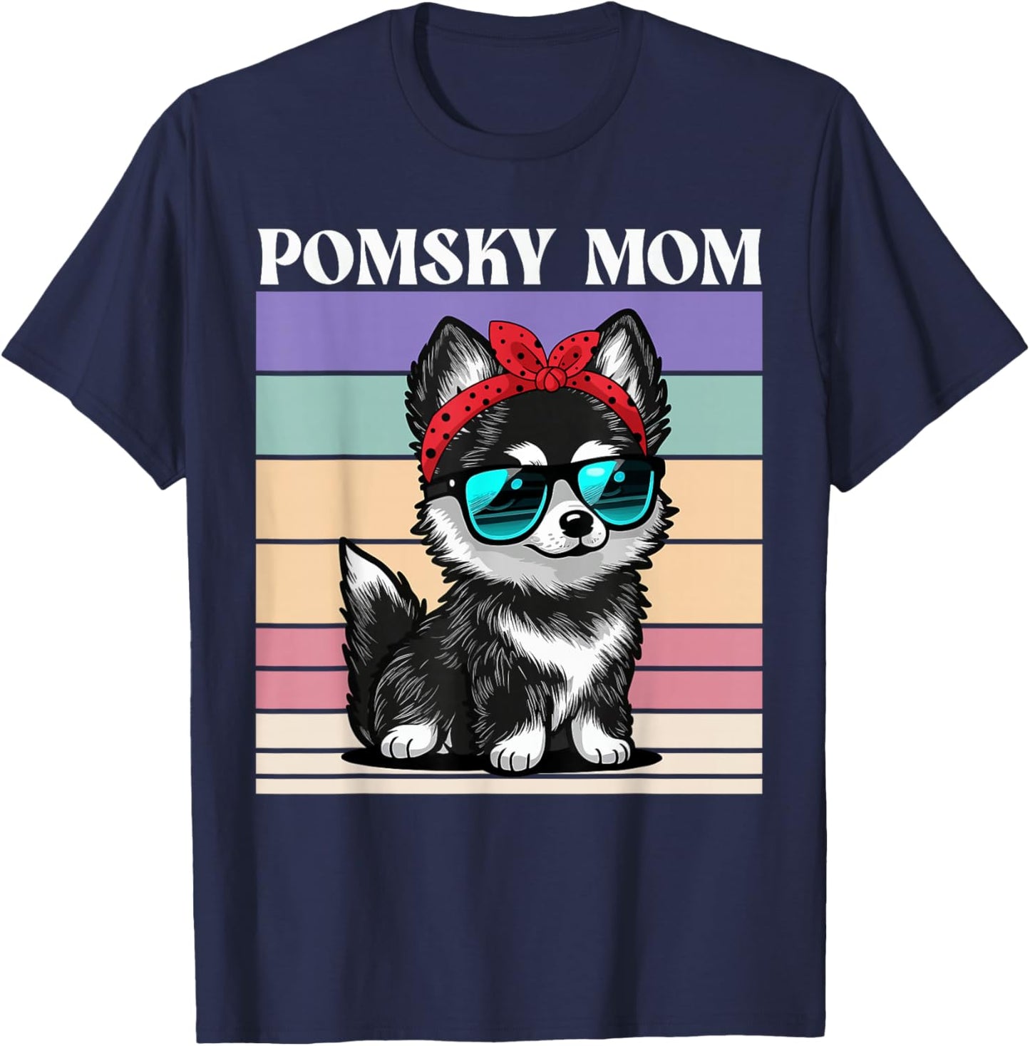 Pomsky Mom T-Shirt - T-Shirt | Navy