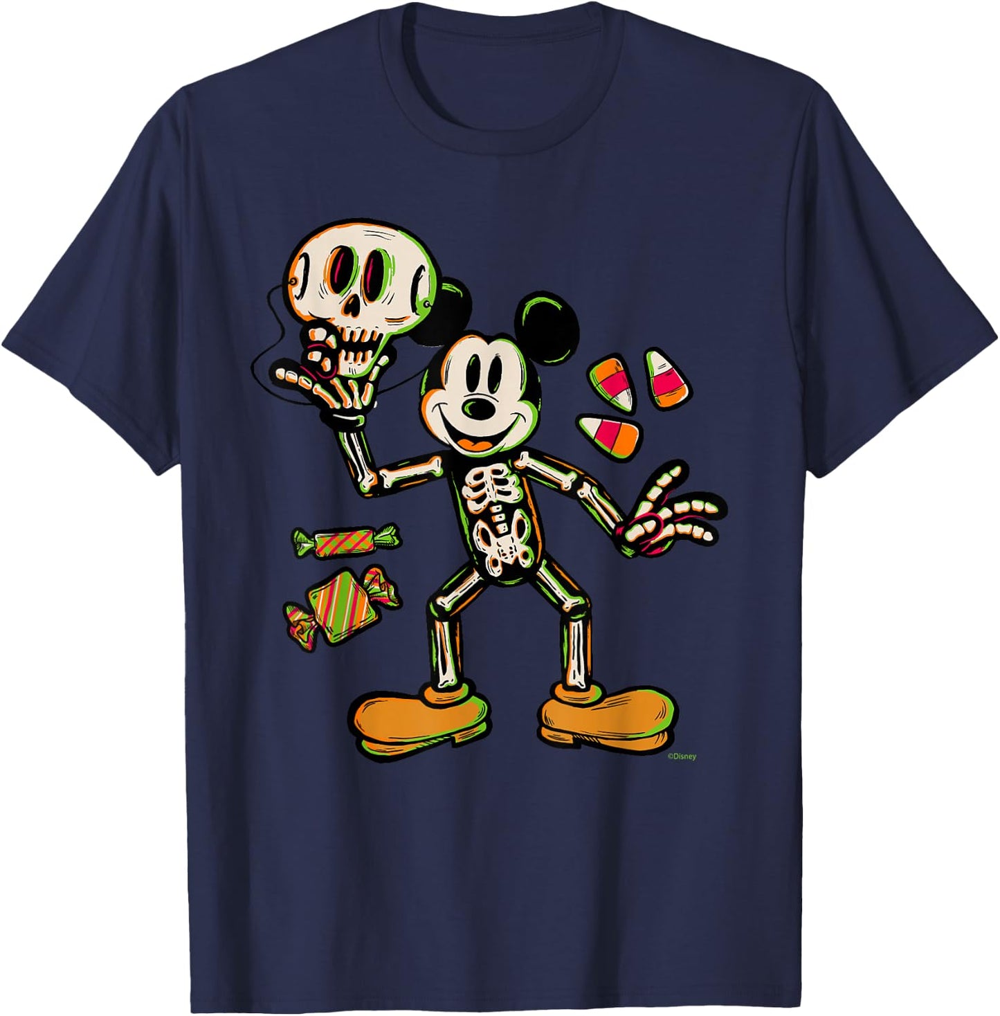 Disney Mickey Mouse Trick & Treat Skeleton Costume Halloween T-Shirt - T-Shirt | Navy