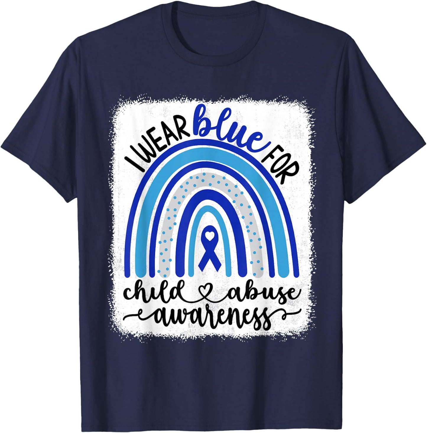 In April We Wear Blue Pinwheel Child Abuse Prevention Month T-Shirt - T-Shirt | Navy